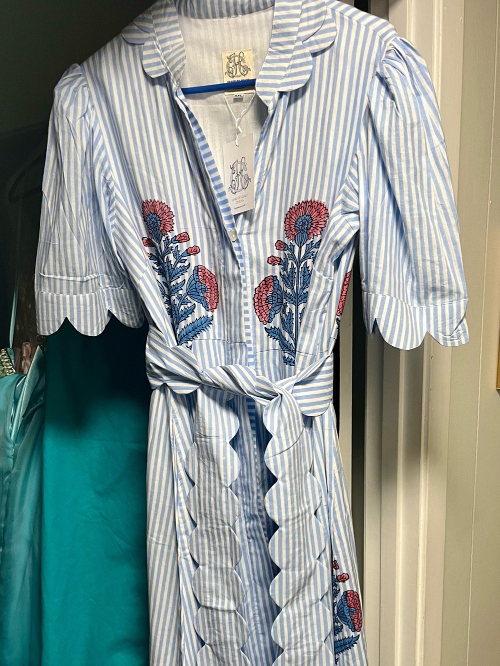 New with Tags Heart of Grace Designs Blue & White Striped Button-Up Shirt